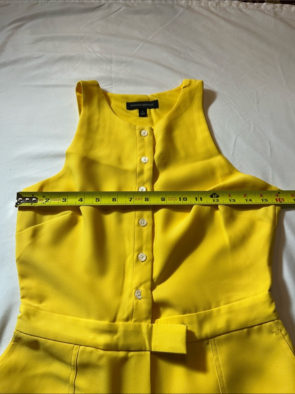 Banana Republic Bright Yellow Midi Dress with Button Front SIZE 2 - Picture 7 of 8
